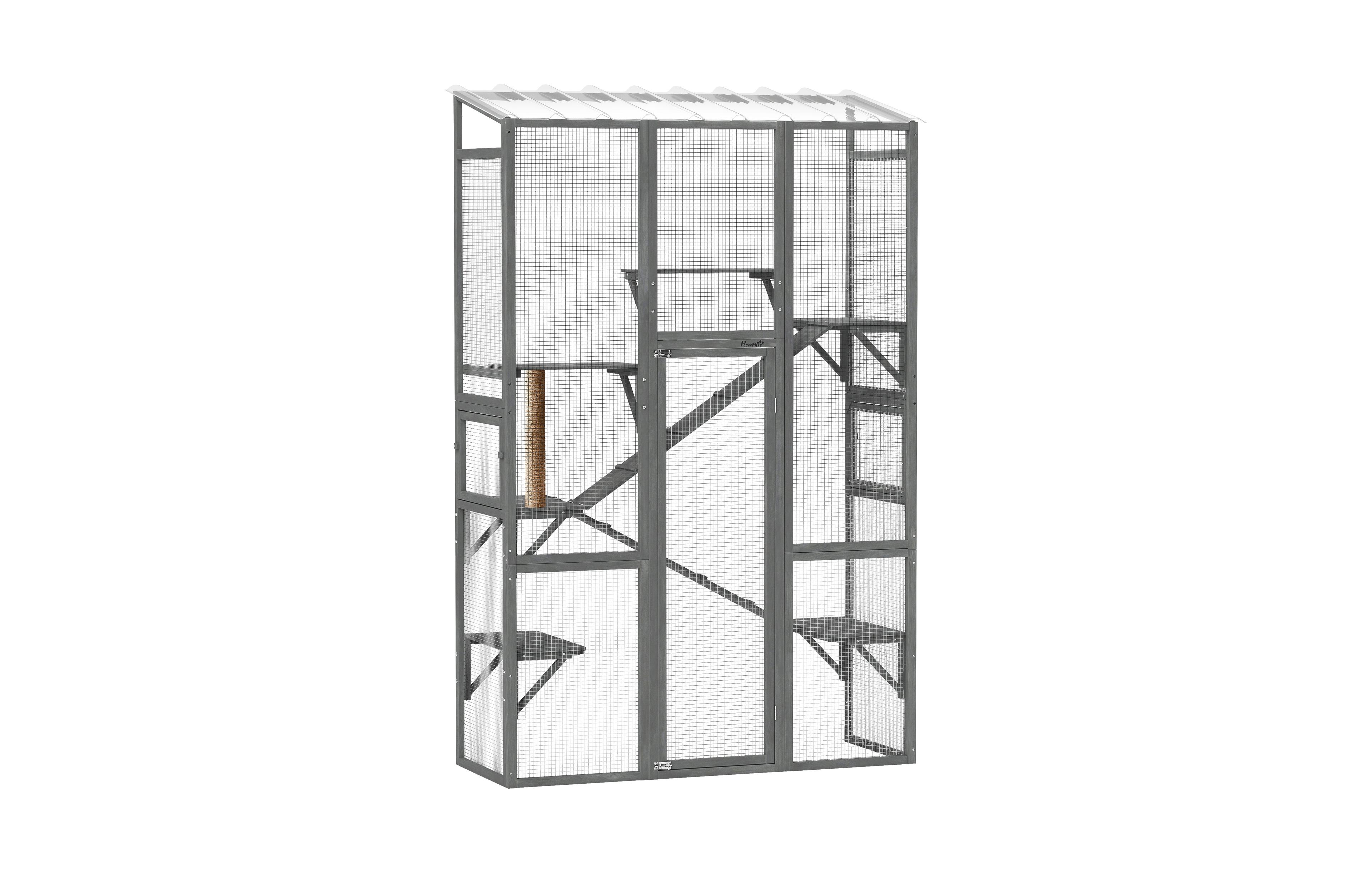 PawHut Outdoor Catio Cat Enclosure w/ 6 Jumping Platforms, Scratching Post