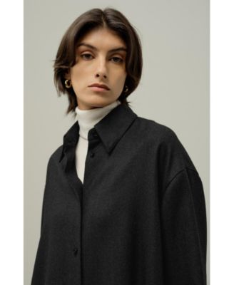 Women's Silk-Wool Oversized Warm Shirt