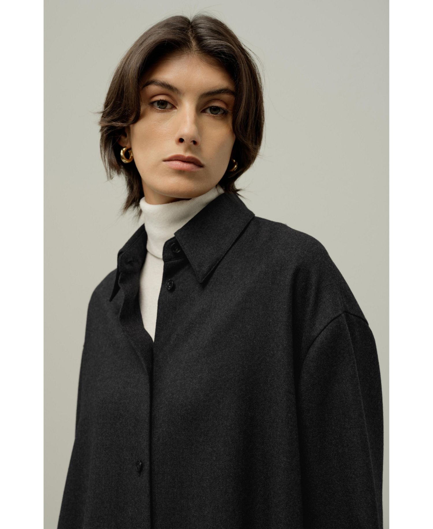Women's Silk-Wool Oversized Warm Shirt