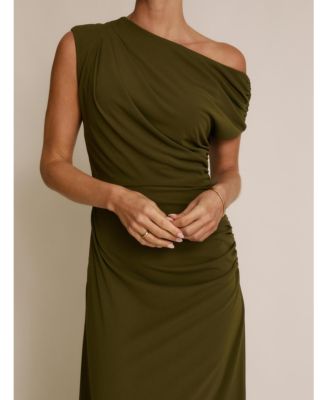Women's Slash Neck Draped Bridesmaid Dress