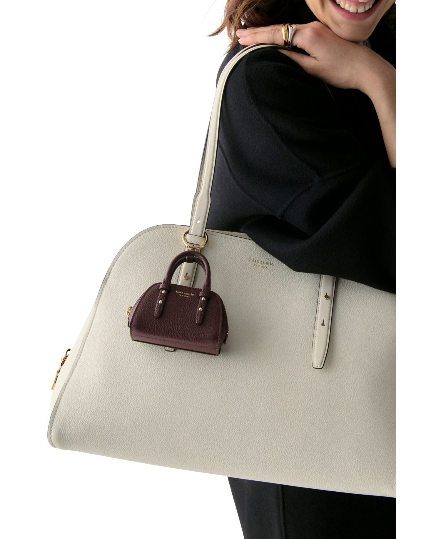 Pebbled Leather Nano Carryall Bag Charms