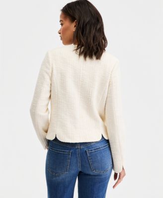 Women's Collarless Scalloped Jacket