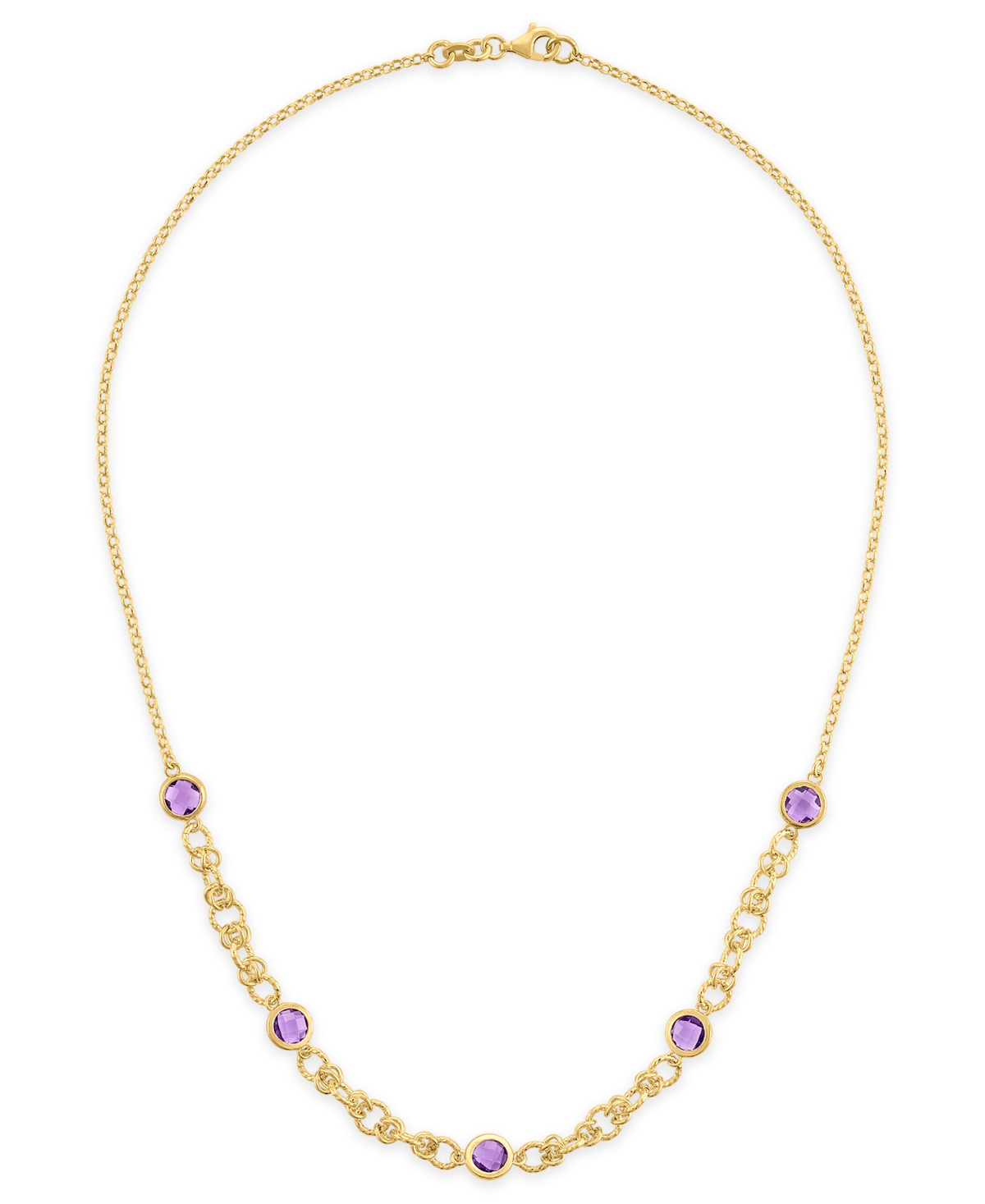 Macy's Amethyst (4 ct. t.w.) Station Diamond Cut Circle Necklace 14k Gold Over Sterling Silver (Also Available Citrine and Onyx)