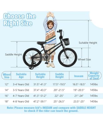 18-Inch Kids Bike with Basket and Training Wheels for Ages 4-8