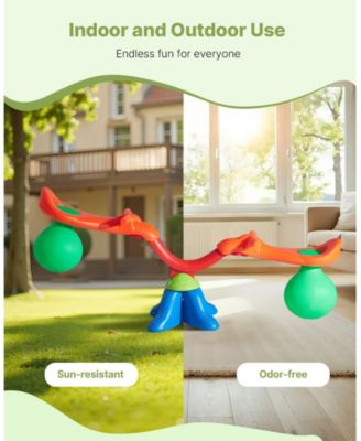 Kids Seesaw, Sit and Spin Teeter Totter with Handles and 55 lb Capacity per Seat for Ages 3+, Multi-Colored