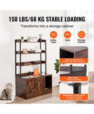 Wooden Cat Litter Box Enclosure with 3 Shelves