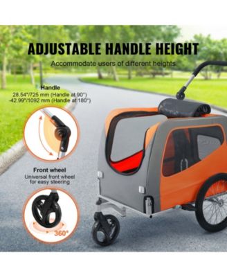 2-in-1 Foldable Pet Bike Trailer & Stroller, Holds up to 66 lbs., Orange & Gray