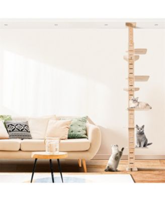 9' Adjustable Height Floor-to-Ceiling Cat Tree with Perching Shelves