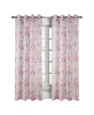 Amelia Printed Doily Grommet Light Filtering Curtain Panels for Bedroom 54" x 84" Rose