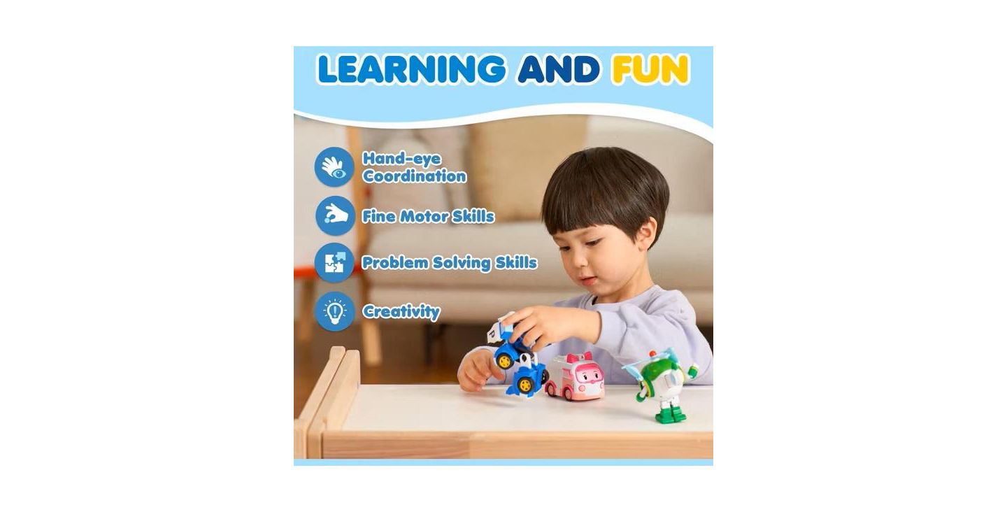 Детские фигурки Robocar Poli 2PCS 4" Transforming Robots (POLI & ROY) - Emergency Rescue Vehicle Action Figures Kids Educational Pretend Play Toy — фото 8