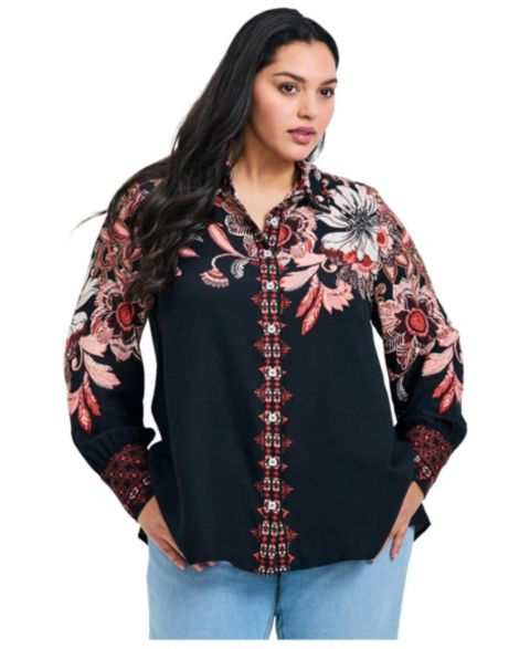 Женская рубашка Avenue Plus Size La Luna Button Down, цвет: Янтарный