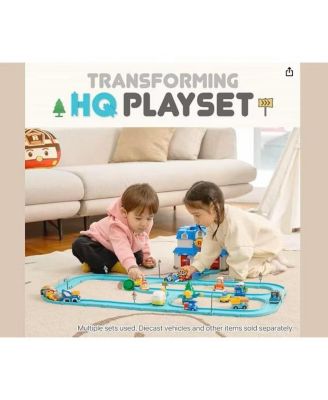 Exclusive Transforming Headquarters Playset – Emergency Rescue Center & Race Track for Die-Cast Cars (Die-Cast Cars not included)