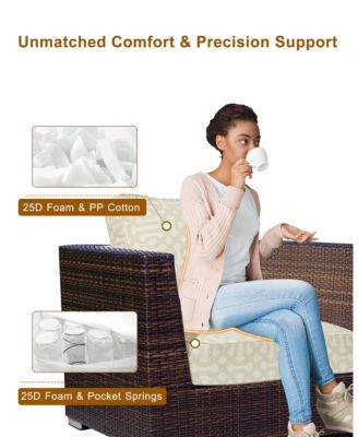 Outdoor Patio Chair Cushions Set, Sunbrella Fabric Weather-Resistant Outdoor Cushion with Individual Pocket Springs, Set of 2