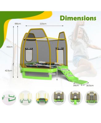 7 Feet Trampoline with Ladder and Slide for Indoor and Outdoor-Green
