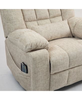 Chenille Power Lift Recliner Chair with Heat and Massage, 4 OKIN Motors, Lift Chair with Adjustable Headrest and Lumbar