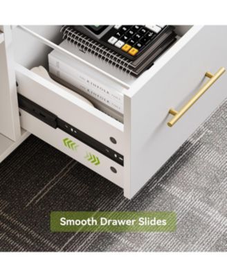 39-Inch Rolling Cabinet, 2 Drawer Mobile File Cabinet with Wheels & Shelves,