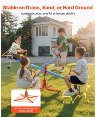 4-Seat Sit and Spin Teeter Totter Kids Seesaw with 110 lb Capacity per Seat