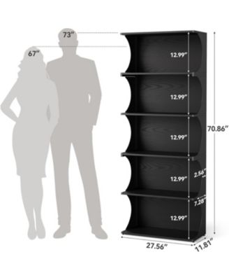 5-Tier Bookcase, 70.8" Tall Open Shelf with Curved-Edge Design, Modern Display & Storage Shelf