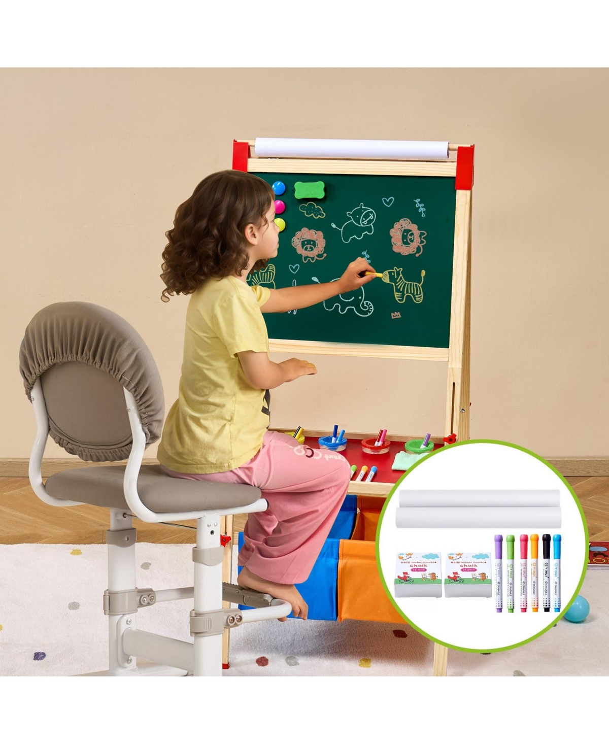 Sugift 32-Piece Complete Easel Art Set for Standing Easels
