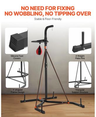 2-in-1 Punching Bag Stand, Adjustable Boxing and Speed Bag Stand for Home Gym, Freestanding Rack Holds Up to 140 lb