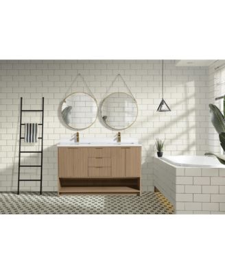 San Diego 55" Freestanding Vanity, Oak Finish