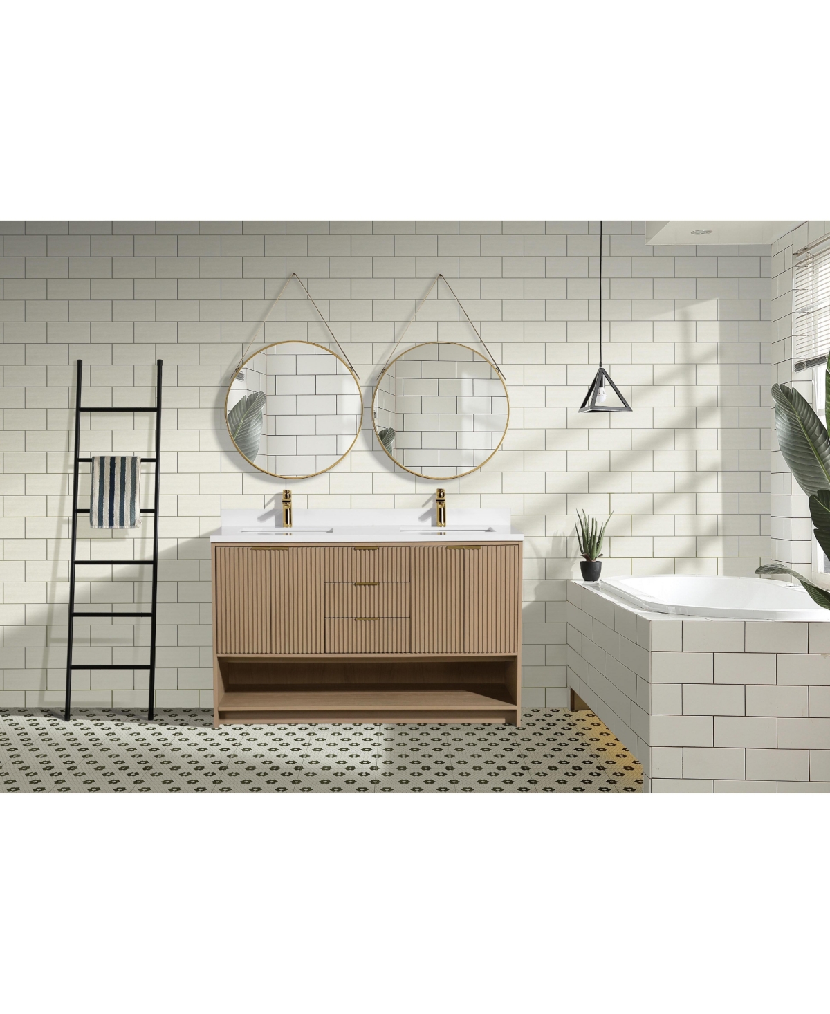 Ari Bath, San Diego 55" Freestanding Vanity, Oak Finish