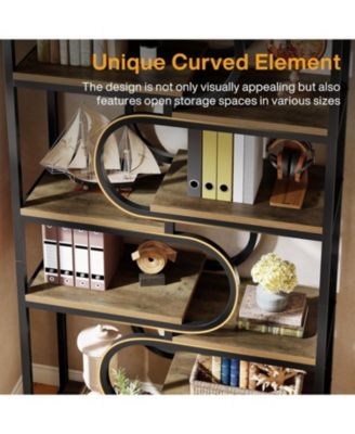 5-Tier Industrial Bookshelf, 71-inch Tall Etagere Bookcase with Heavy-Duty Metal Frame