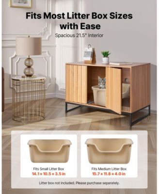 31.5" Wooden Litter Box Enclosure with Scratch Pad & Storage