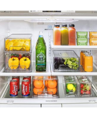 6 Piece Large Clear Stackable Pull Out Refrigerator Bins - Food Storage Containers for Kitchen, Refrigerator, Freezer & More