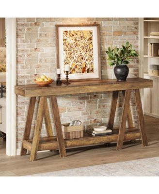 70.87" Farmhouse Console Table, 2-Tier Entryway Accent Table Behind Sofa for Living Room, Entrance, Foyer