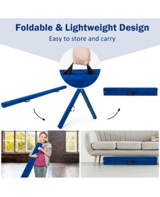 7 Feet Folding Portable Floor Balance Beam with Handles for Gymnasts-Blue