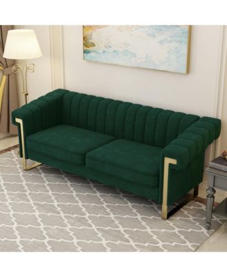 Modern Plush Sofa with Gold Accents Soft, Comfortable, and Stylish