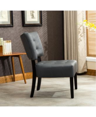 Blended Leather Tufted Accent Chair with Oversized Seating