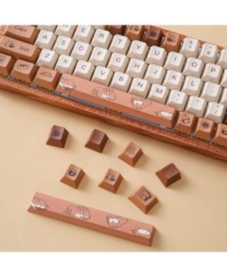 Coffee Cat PBT keycaps set, 152 dye-sub keys with key puller, fits Cherry/Gateron MX mechanical keyboards