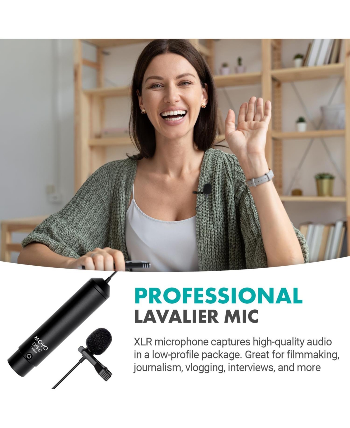 Movo LV8-c Broadcast-Quality Xlr Lavalier Mic