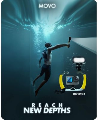 DiveRig4 Diving Rig Bundle with Waterproof LED Light - Compatible with GoPro HERO Series and DJI Osmo Action Cam
