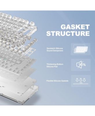 X75 82 Key Hot Swappable Mechanical Keyboard with Transparent Keycaps, 75% Layout Gasket Mount RGB Backlit Kailh Jellyfish Switch, Wired