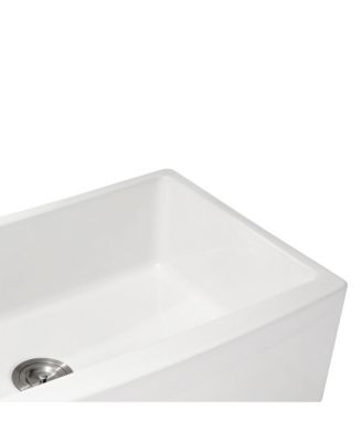 33x21x10inch White Farmhouse Sink Ceramic Porcelain Arch Edge Apron Front Single Bowl