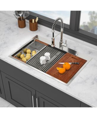 36x22x10inch Topmount Double Bowl Kitchen Sink 16 Gauge Stainless Steel 50 and 50 Split Brushed Nickel