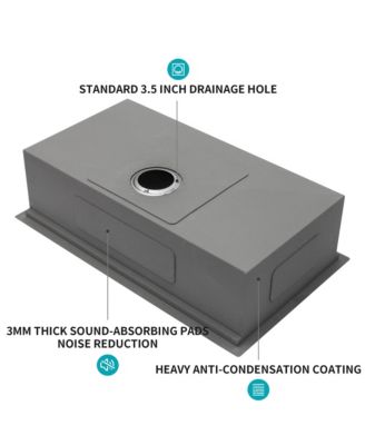 30x19x9inch 16 Gauge 304 Stainless Steel Undermount Single Bowl Ledge Workstation Kitchen Sink with Full Accessories