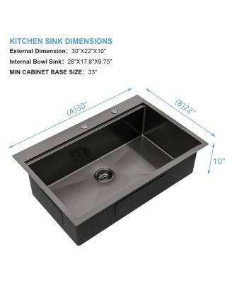 30inch Drop In Black Workstation Kitchen Sink 16 Gauge Stainless Steel with Full Accessories