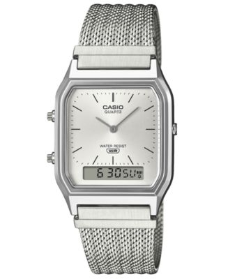 Casio Unisex Japanese Quartz Silver-Tone Watch 29.8mm - Macy's