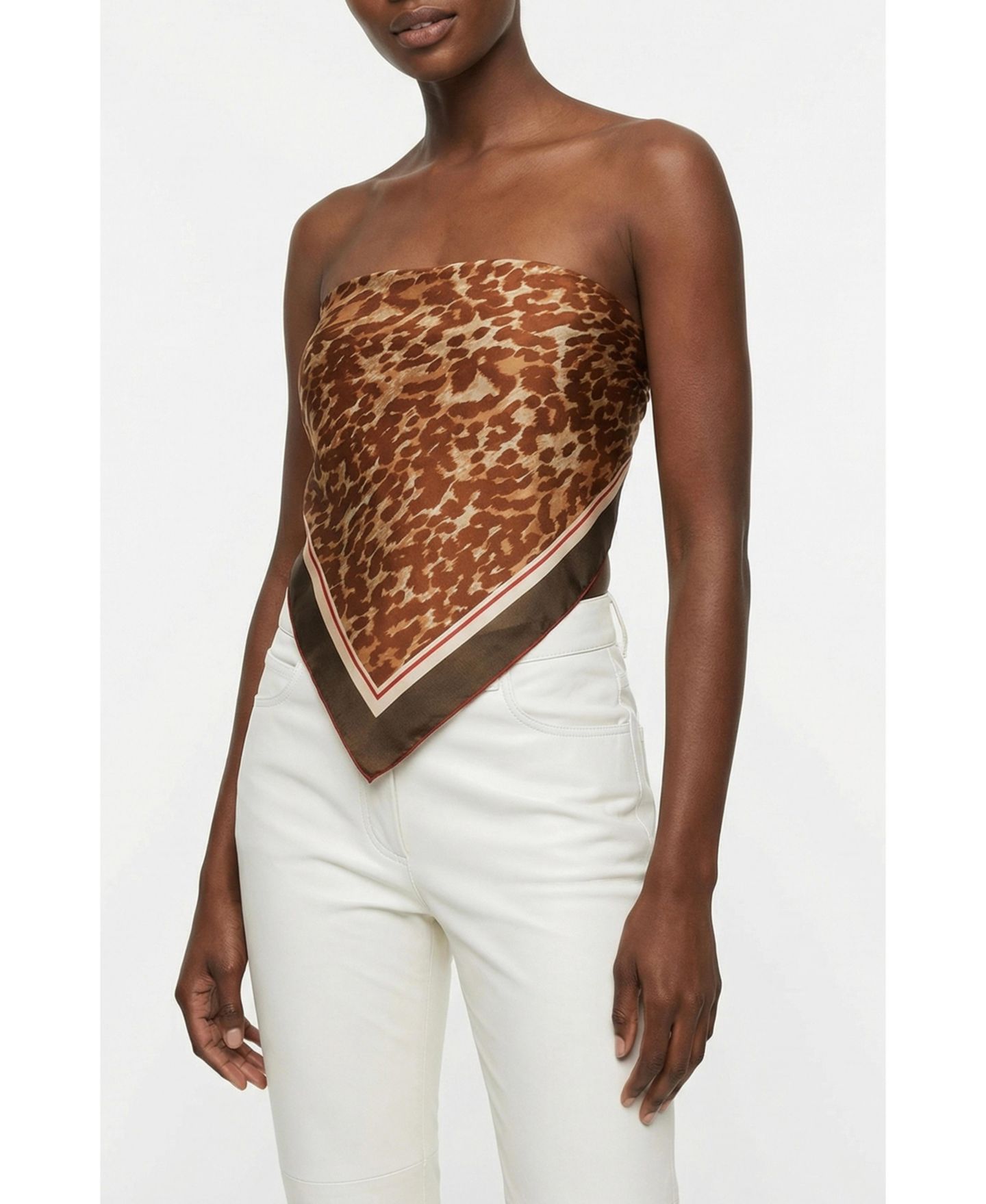 Женский шарф Jessie Zhao New York Leopard Allure Double Sided Silk, цвет: Коричневый — фото 5