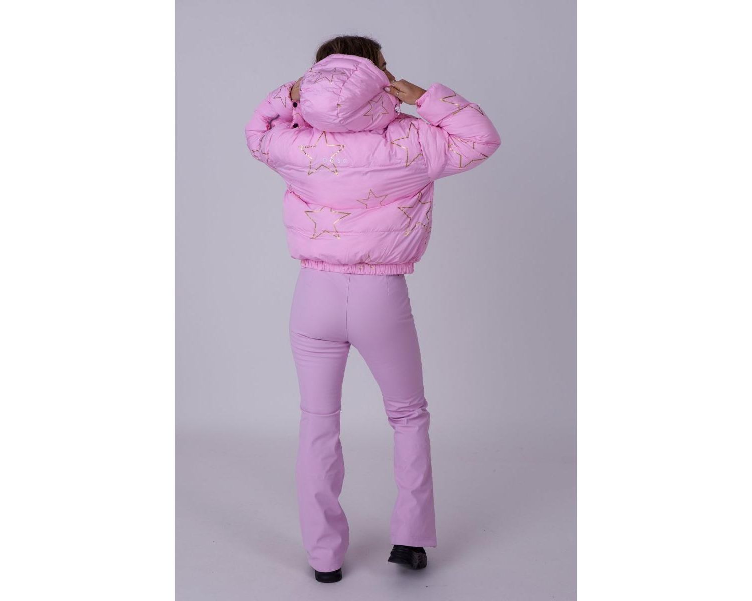 Women's Pink with Stars Chic Puffer Jacket