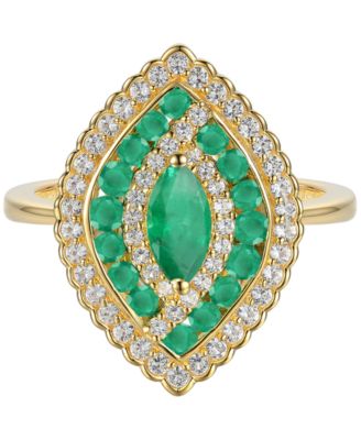 Sapphire (7/8 ct. t.w.) & Diamond (1/3 ct. t.w.) Ring in 14k White Gold (Also Available in Ruby & Emerald)