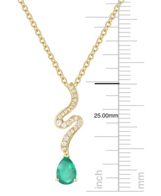 Emerald (5/8 ct. t.w.) & Diamond (1/6 ct. t.w.) Pendant Necklace in 14k Yellow Gold (Also Available in Sapphire & Ruby)