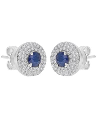 Sapphire (0.76 ct. t.w.) & Diamond Puffy Stud Earrings