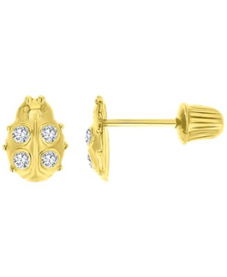 14k Yellow Gold Lady Bug Stud Earrings