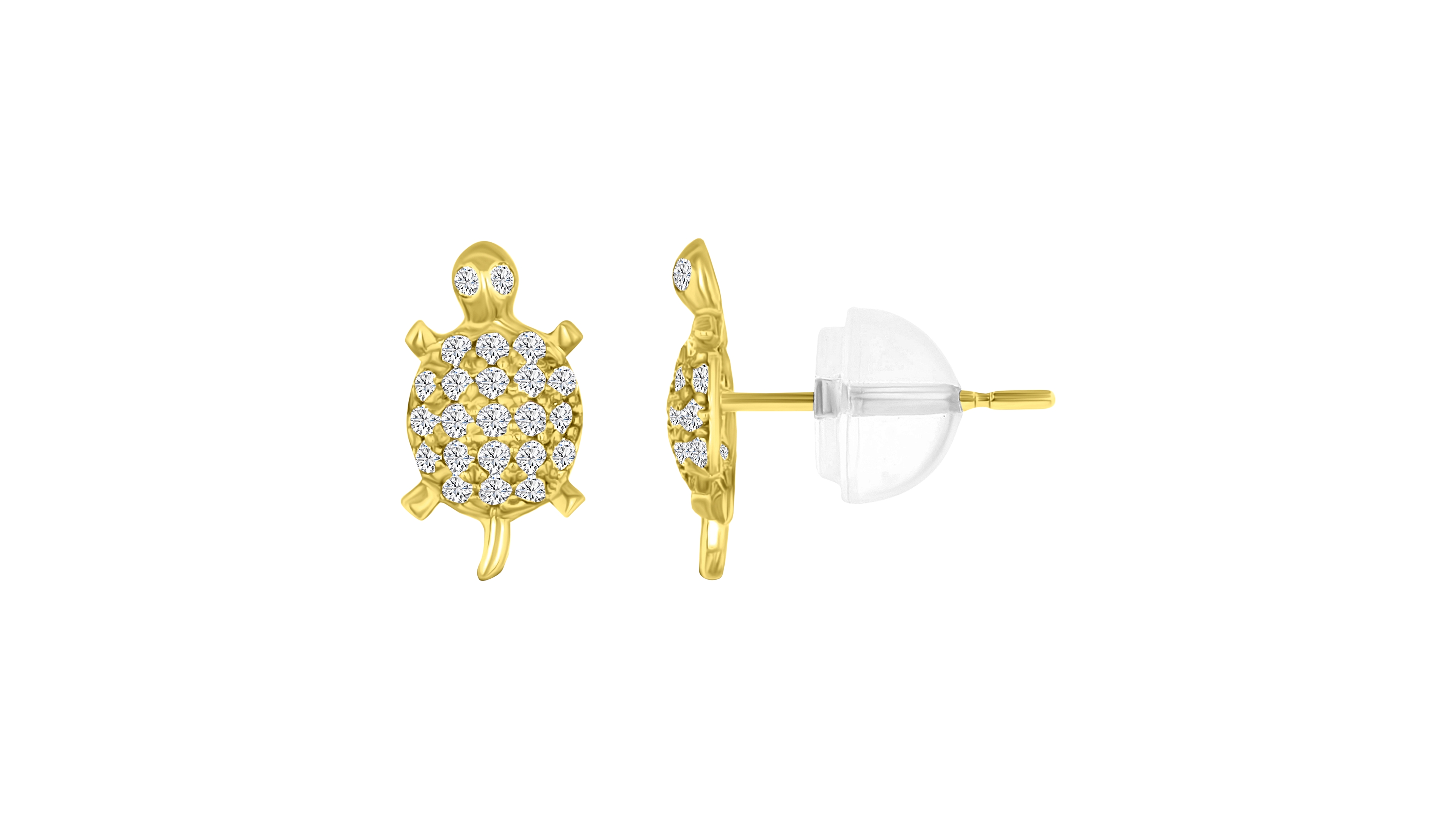 Macy's Micropave 14k Yellow Gold Turtle Stud Earrings