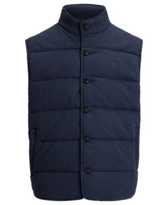 Men's Herringbone Print Estate Mock-Neck Rib Vest